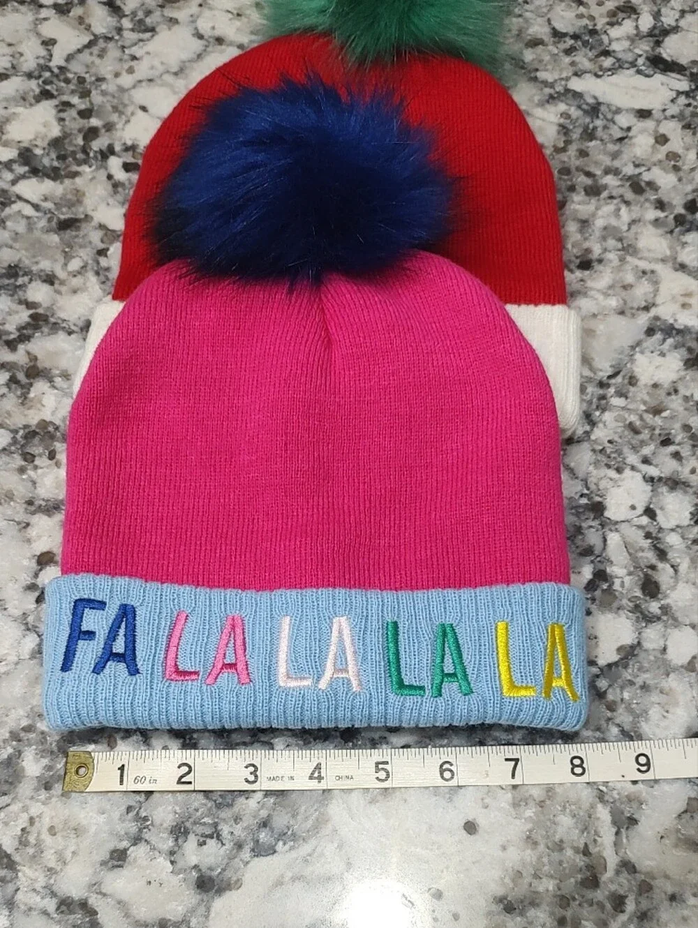 Kids Holiday Pom Beanies NWOT